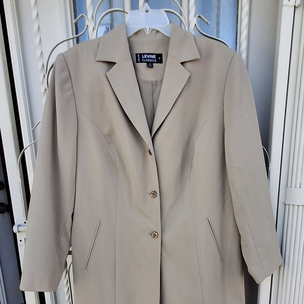 Larry Levine Classics Khaki Button Polyester Long… - image 4